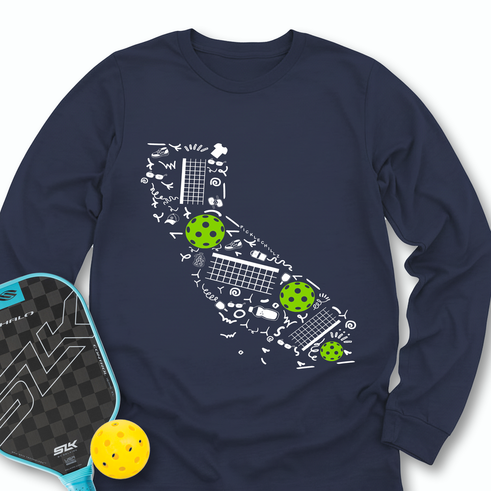 California Pickleball Map Long Sleeve - Picklechillz