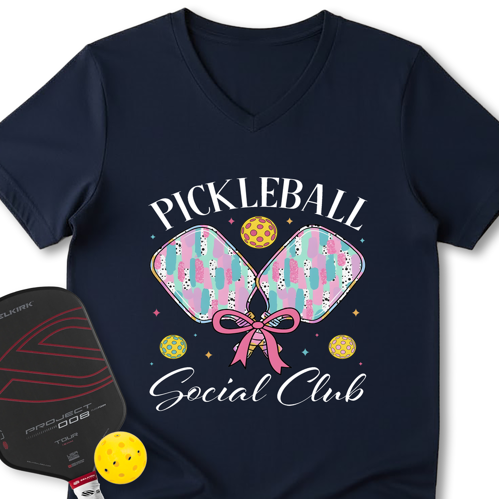 Pickleball Social Club V-Neck T-Shirt - Picklechillz