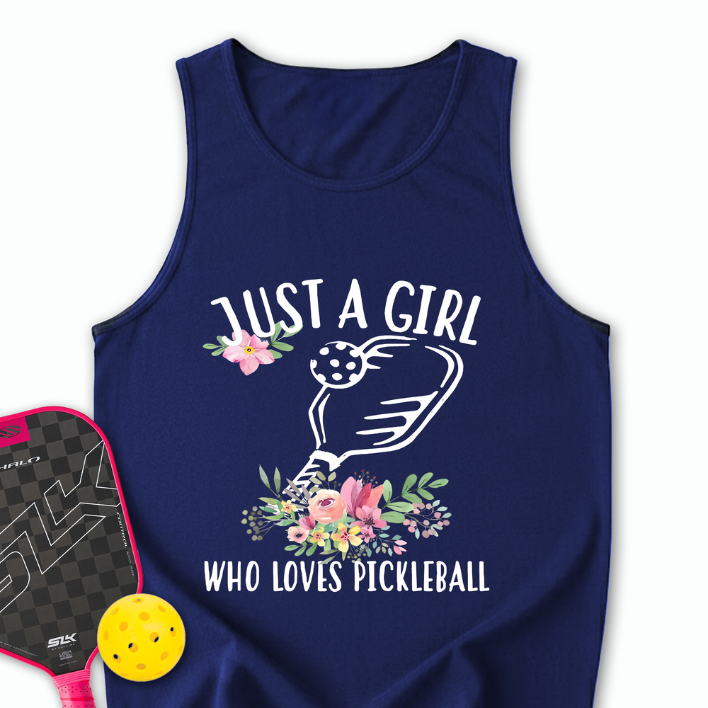 Just A Girl Who Loves Pickleball Flower Tank Top - Picklechillz