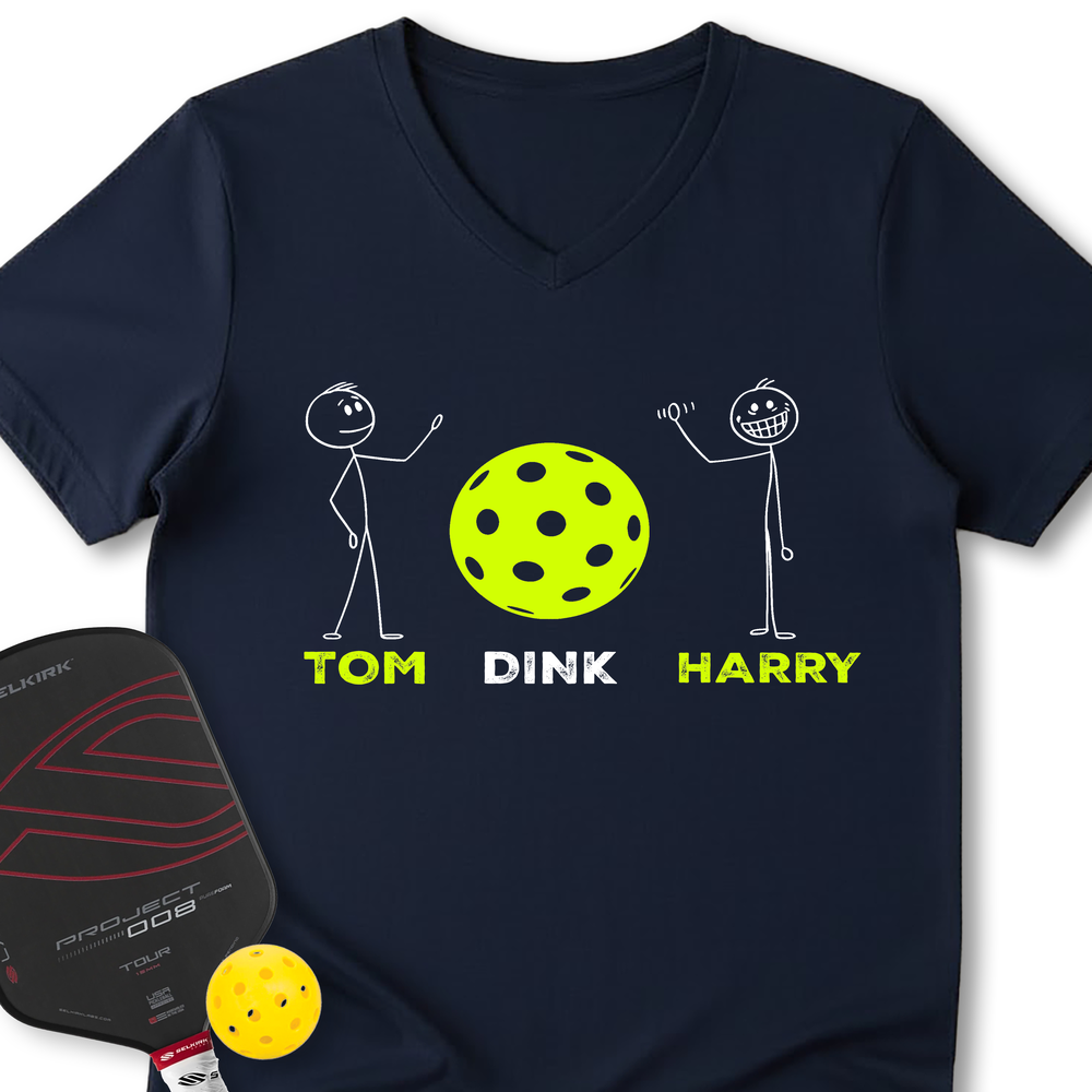Pickleball - Tom Dink and Harry V-Neck T-Shirt - Picklechillz