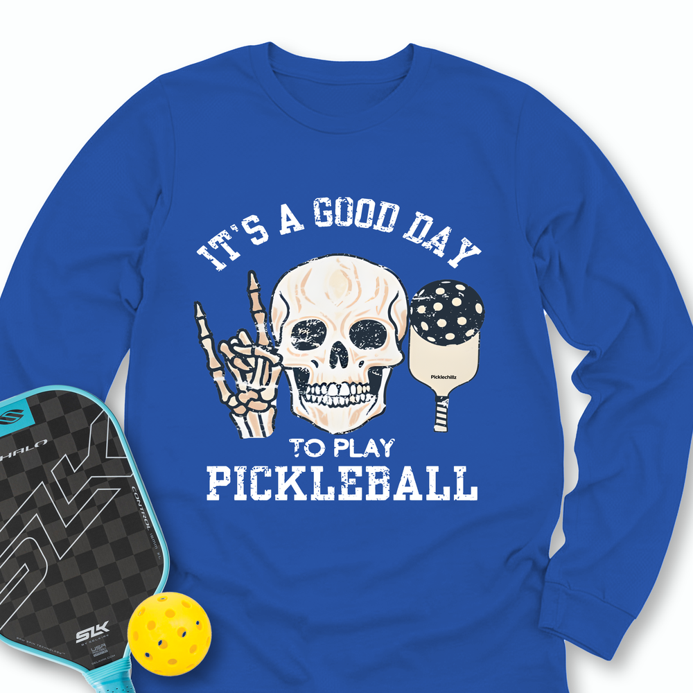 It's A Good Day To Play Pickleball Skull Long Sleeve - Picklechillz