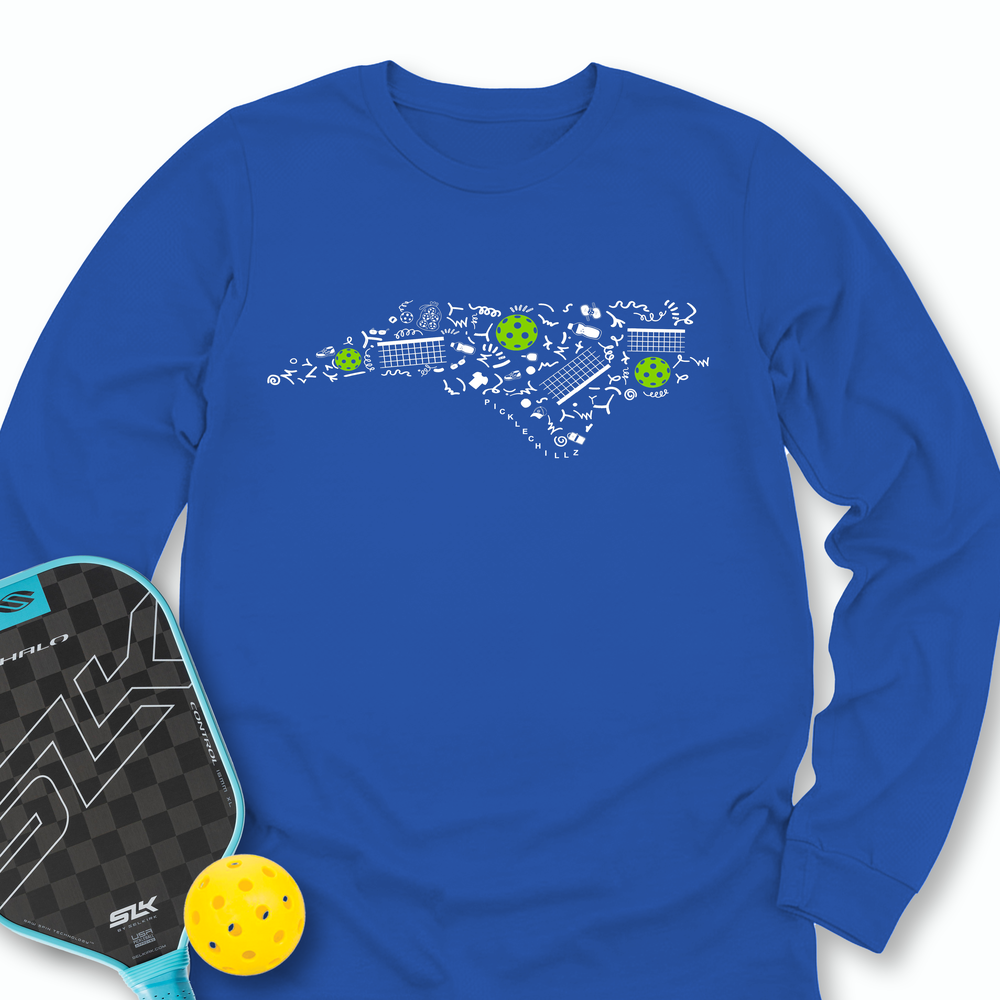 North Carolina Pickleball Map Long Sleeve - Picklechillz