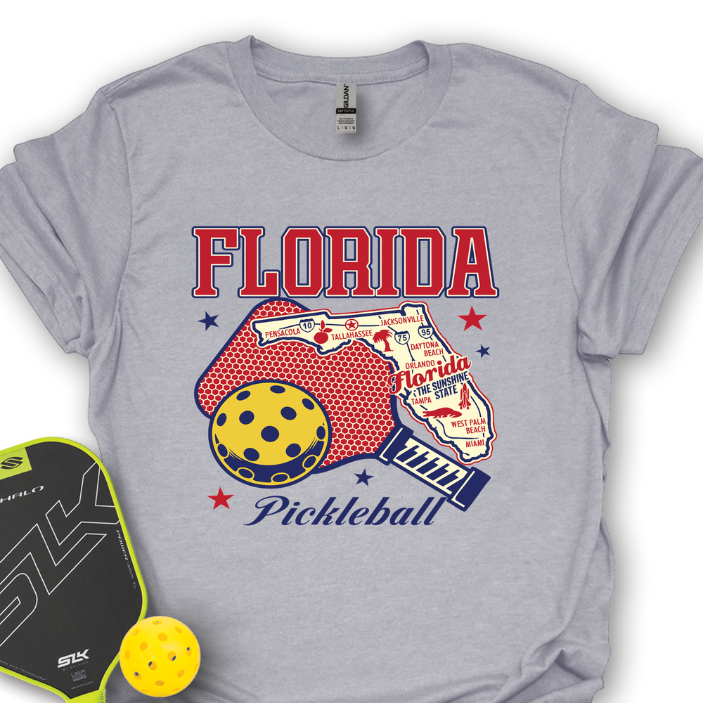 Florida Pickleball State Map Graphic Unisex T-Shirt - Picklechillz