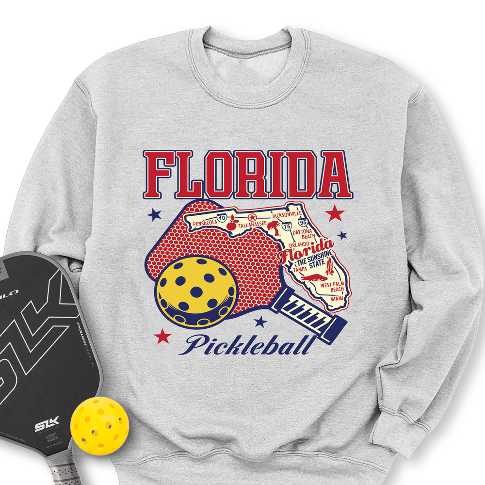 Florida Pickleball State Map Graphic Sweatshirt - Picklechillz