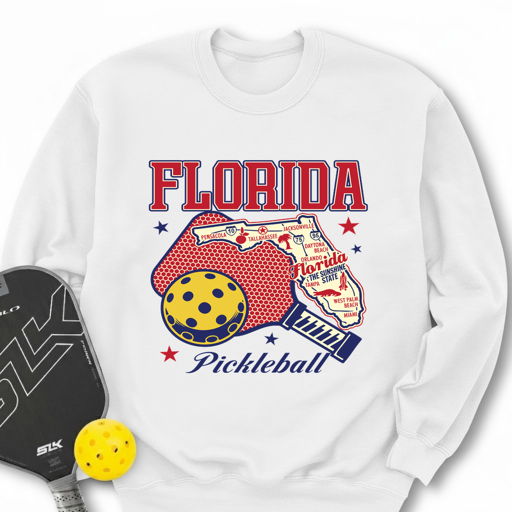 Florida Pickleball State Map Graphic Sweatshirt - Picklechillz