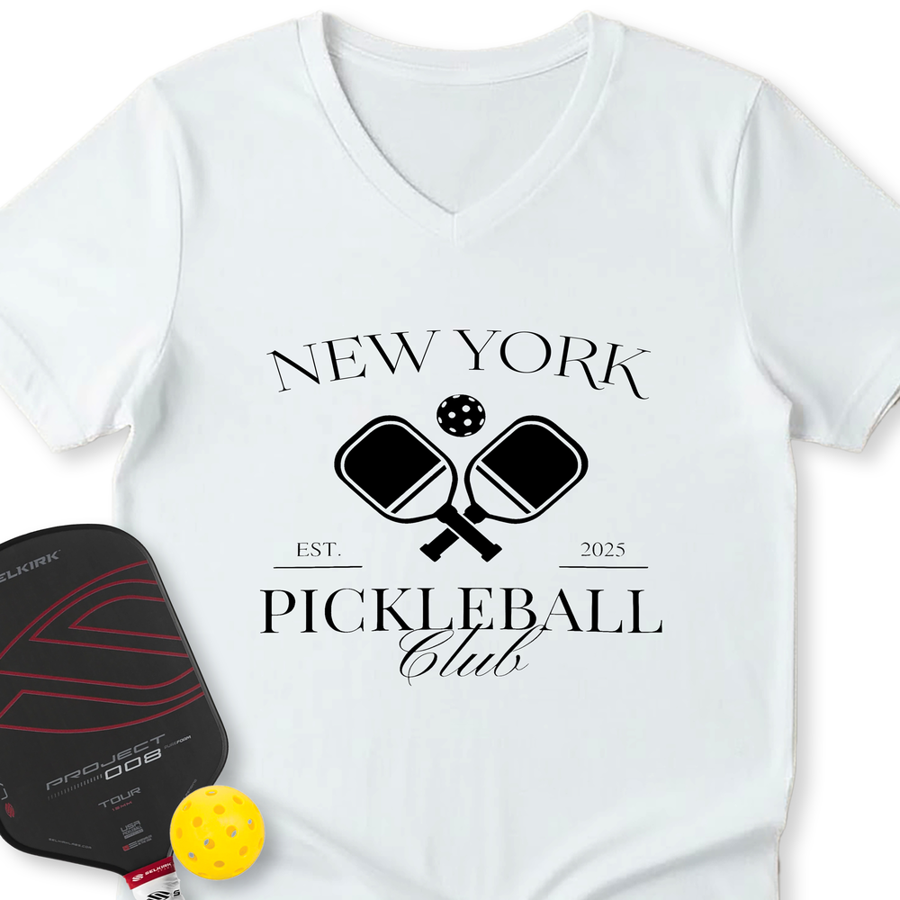 New York Pickleball Club V-Neck T-Shirt - Picklechillz