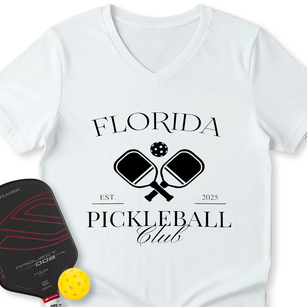Florida Pickleball Club V-Neck T-Shirt - Picklechillz