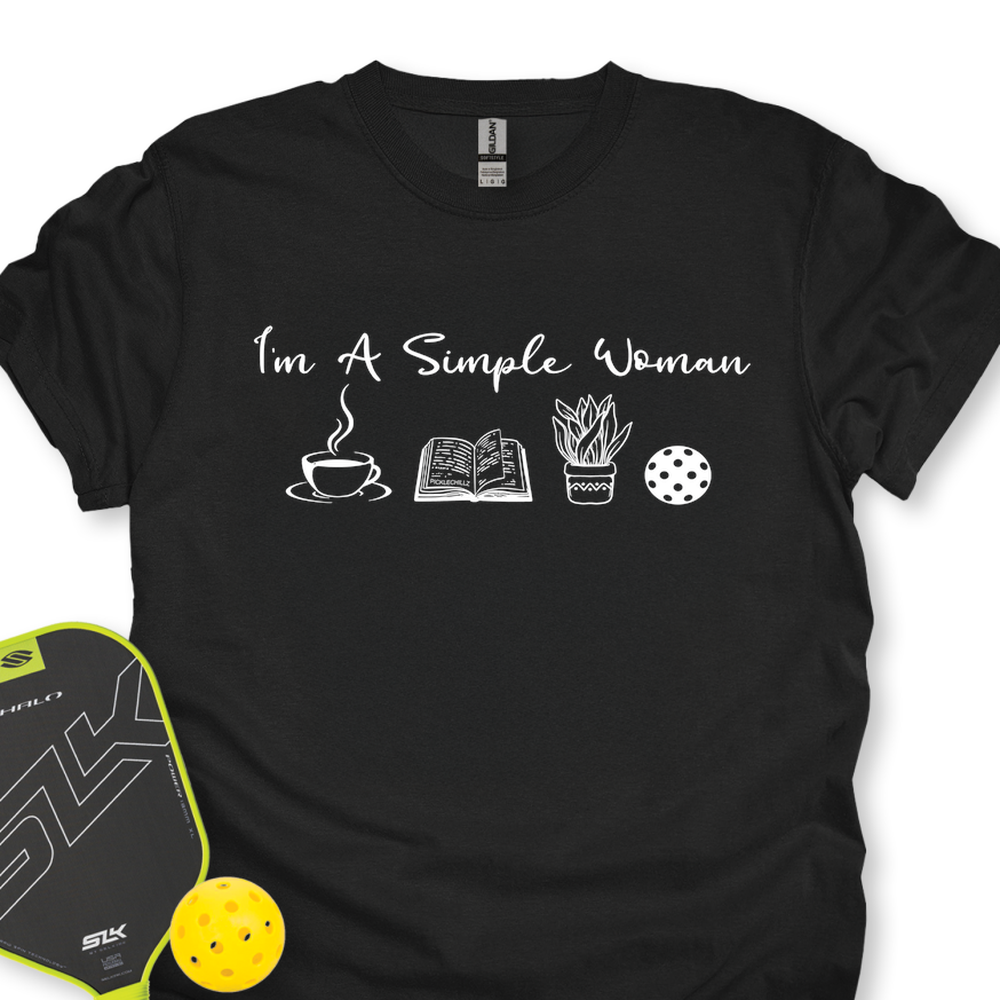 I'm A Simple Woman Coffee, Books, Plants, Pickleball Unisex T-Shirt - Picklechillz