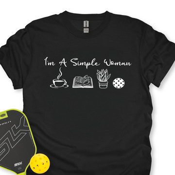 I'm A Simple Woman Coffee, Books, Plants, Pickleball Unisex T-Shirt - Picklechillz