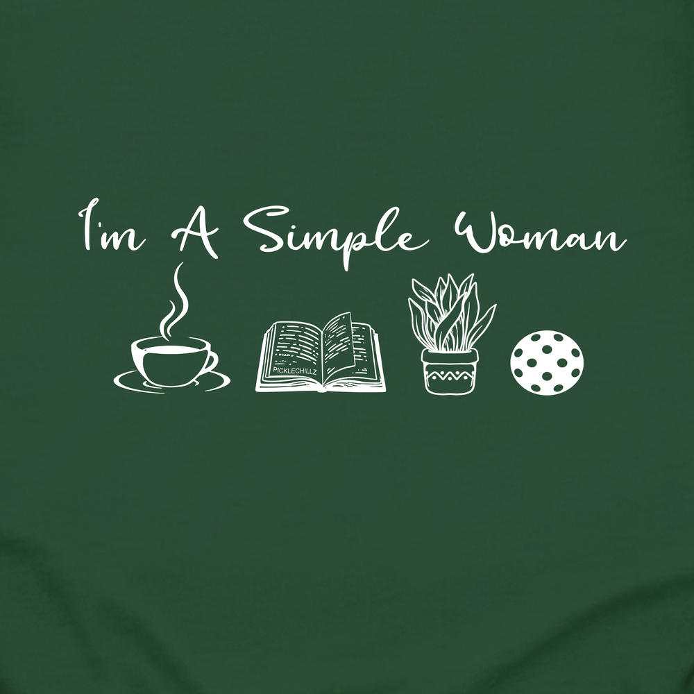 I'm A Simple Woman Coffee, Books, Plants, Pickleball Long Sleeve - Picklechillz