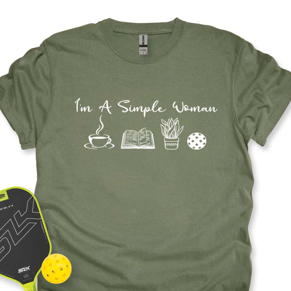 I'm A Simple Woman Coffee, Books, Plants, Pickleball Unisex T-Shirt - Picklechillz