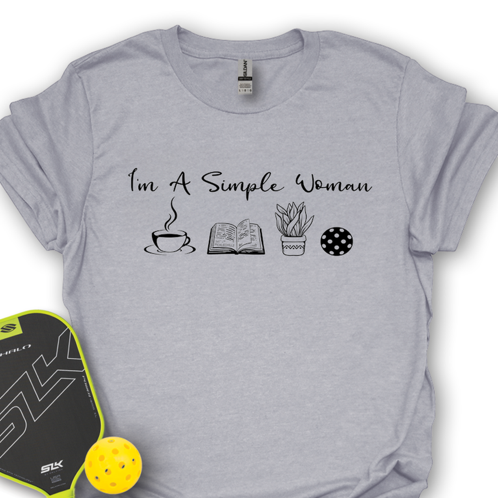 I'm A Simple Woman Coffee, Books, Plants, Pickleball Unisex T-Shirt - Picklechillz