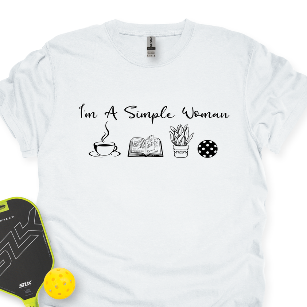 I'm A Simple Woman Coffee, Books, Plants, Pickleball Unisex T-Shirt - Picklechillz