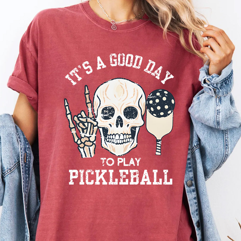 Comfort Colors® Funny Pickleball Skull Shirt - Picklechillz It's a Good Day to Play Pickleball T-Shirt