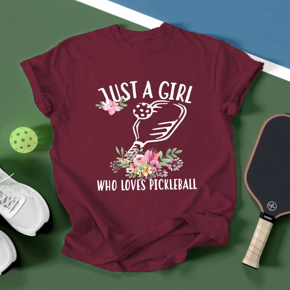 Just A Girl Who Loves Pickleball Flower Unisex T-Shirt - Picklechillz