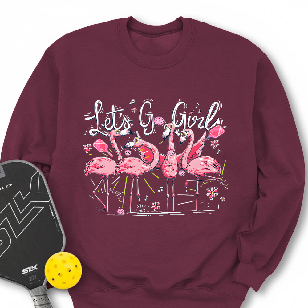 Let'S Go Girls Flamingo Pickleball V1 Sweatshirt - Picklechillz