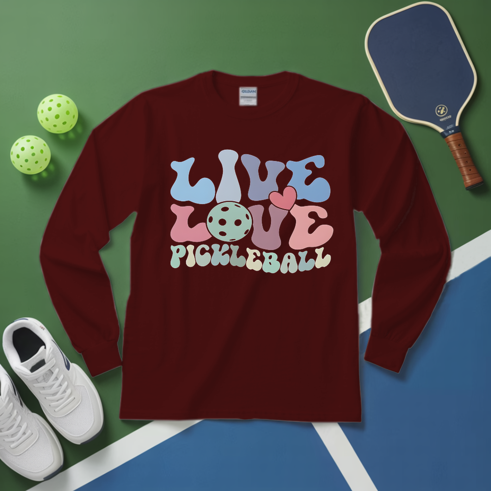 Live Love Pickleball Player Cute Long Sleeve - Picklechillz