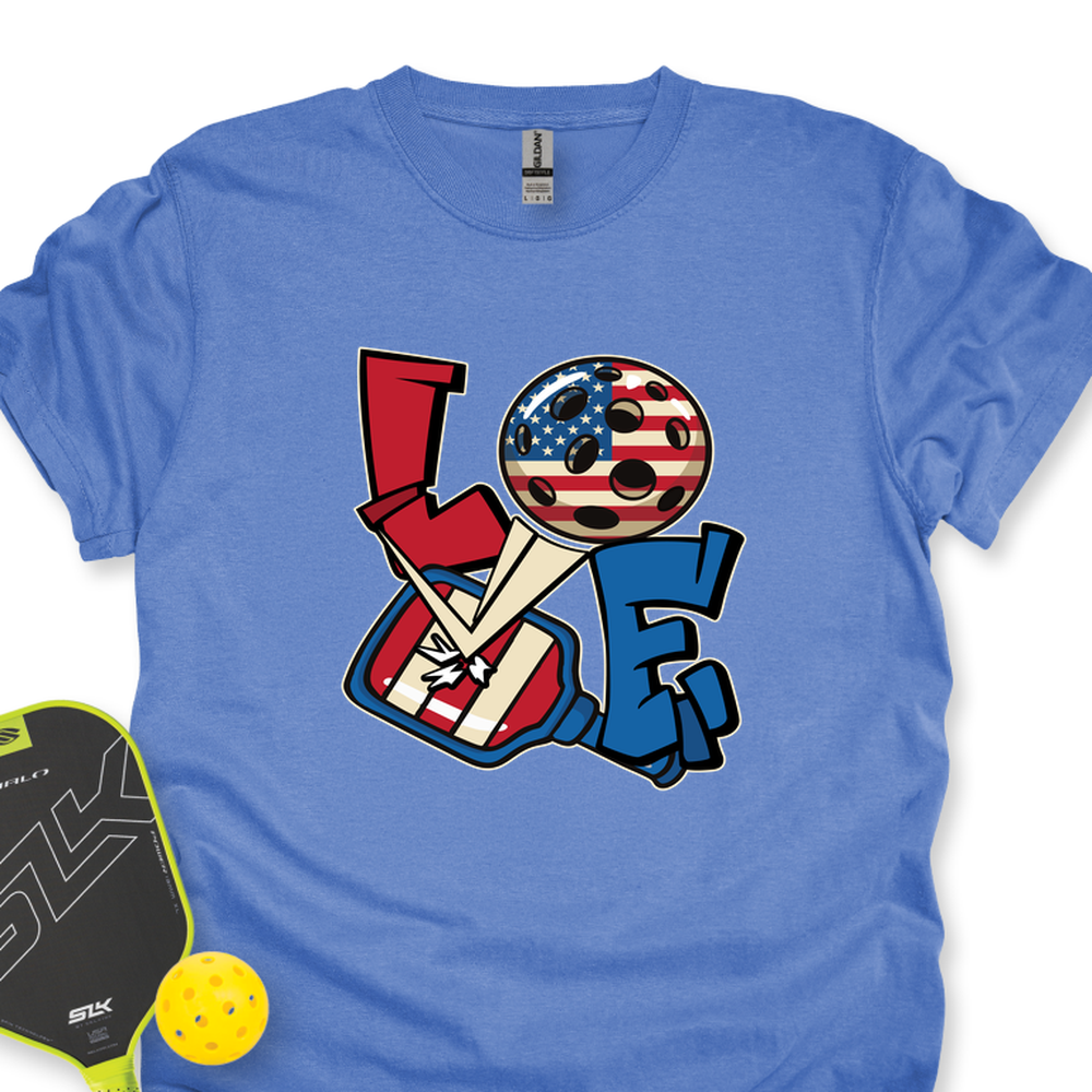Love 4th of July American Flag Pickleball Unisex T-Shirt - Picklechillz