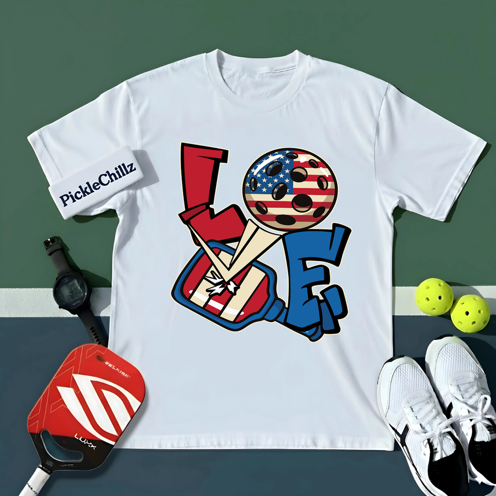 Love 4th of July American Flag Pickleball Unisex T-Shirt - Picklechillz