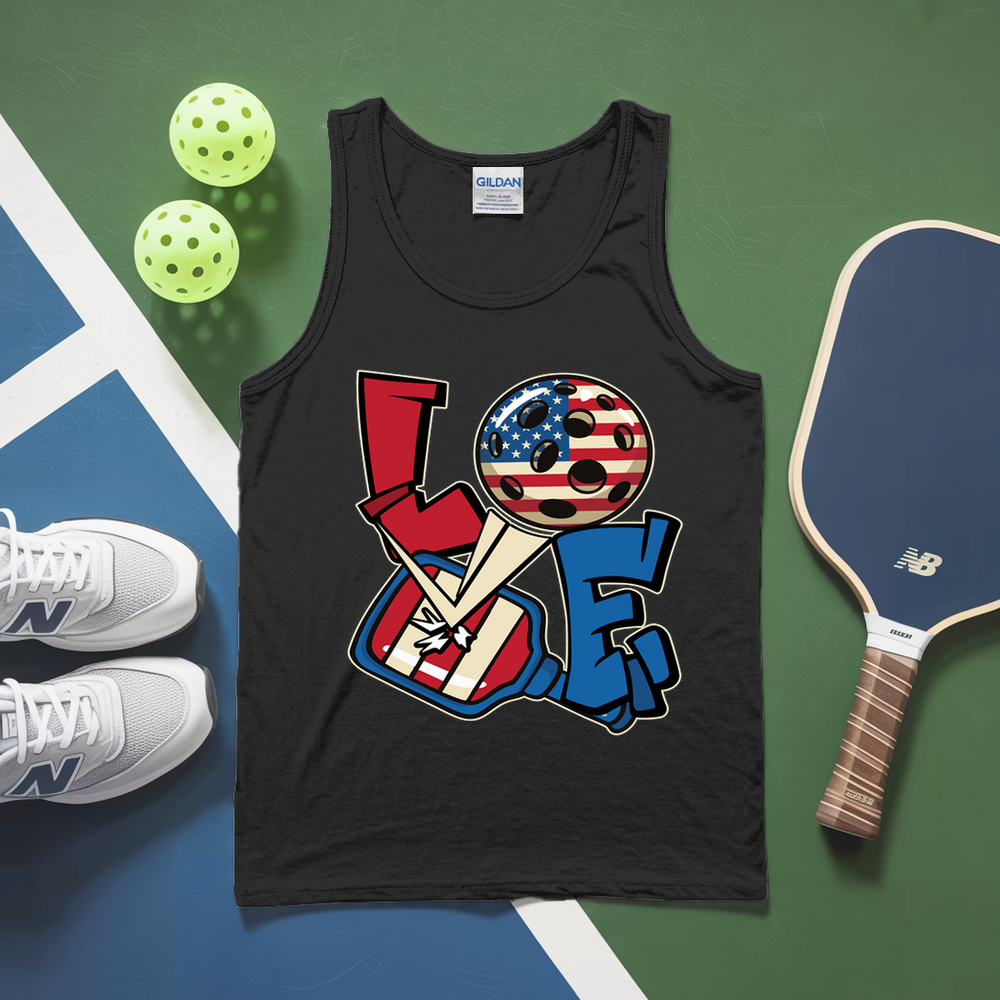 Love 4th of July American Flag Pickleball Tank Top - Picklechillz