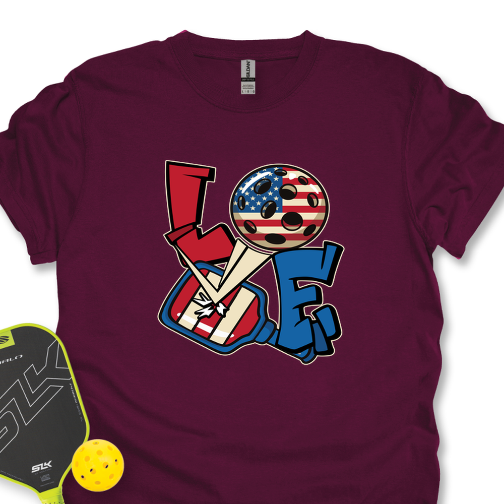 Love 4th of July American Flag Pickleball Unisex T-Shirt - Picklechillz