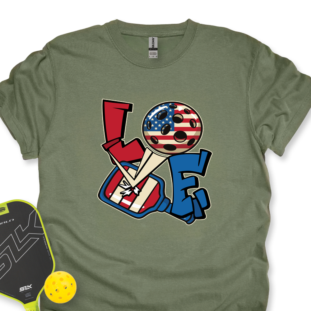 Love 4th of July American Flag Pickleball Unisex T-Shirt - Picklechillz