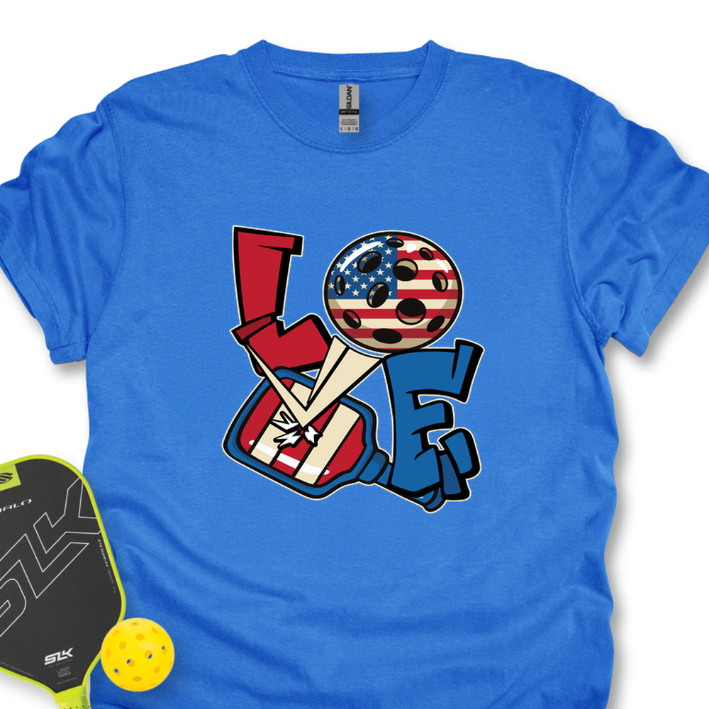 Love 4th of July American Flag Pickleball Unisex T-Shirt - Picklechillz