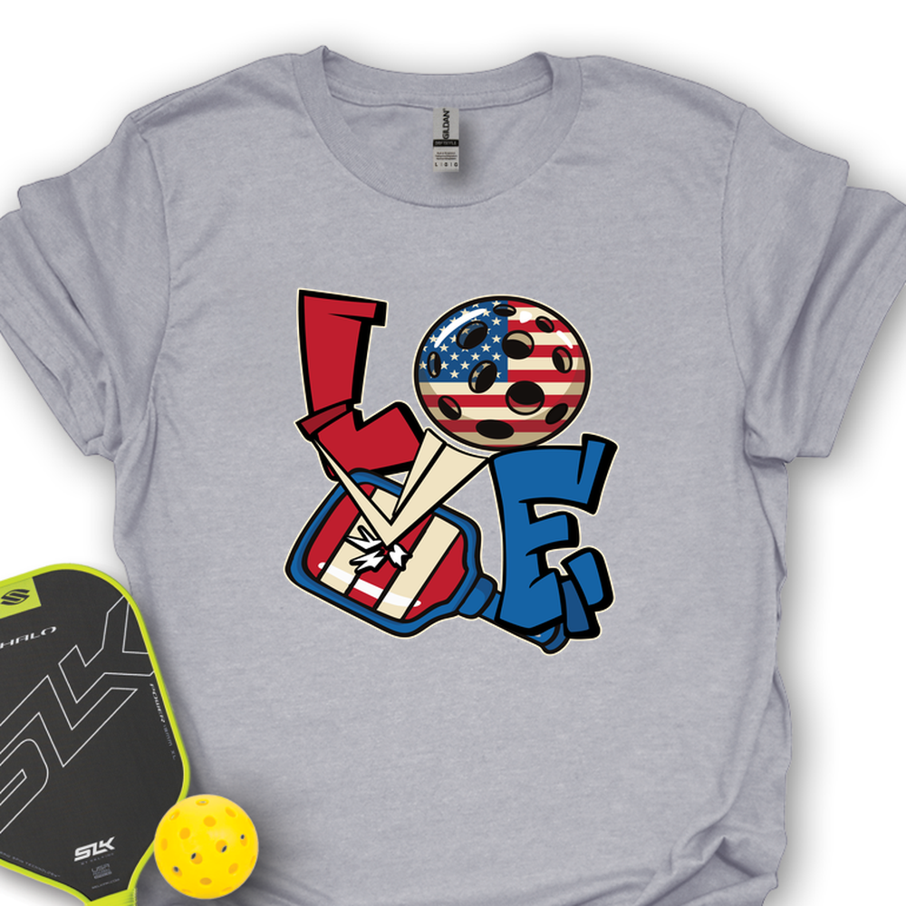 Love 4th of July American Flag Pickleball Unisex T-Shirt - Picklechillz