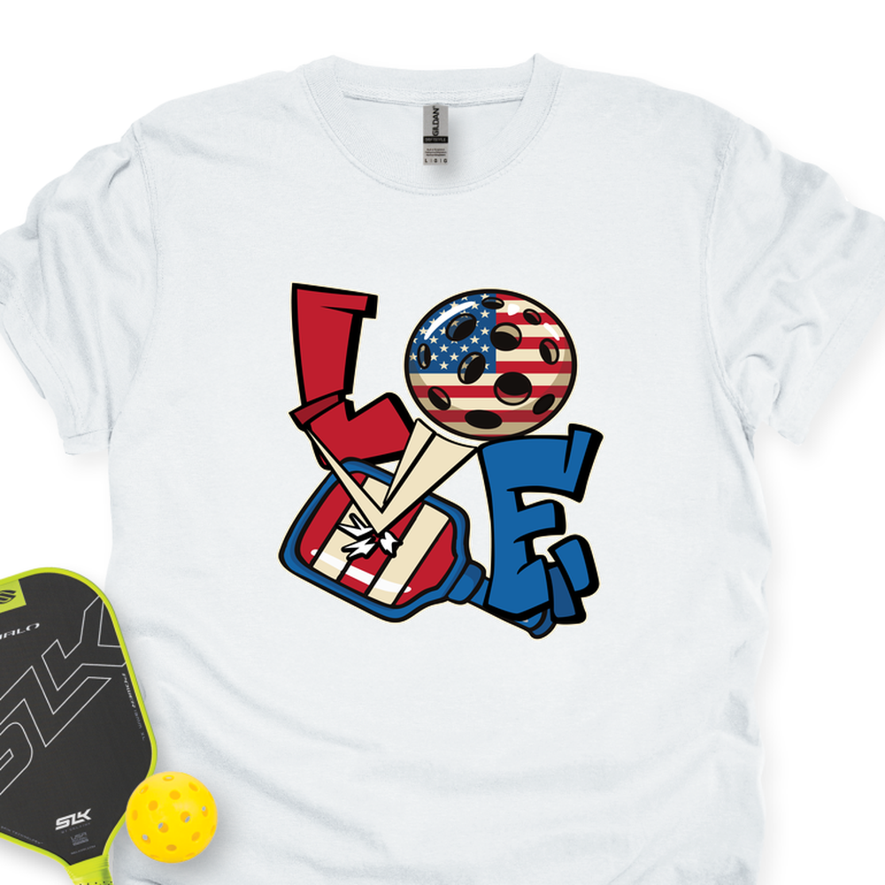 Love 4th of July American Flag Pickleball Unisex T-Shirt - Picklechillz
