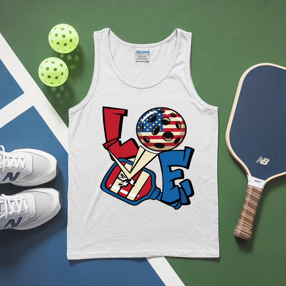 Love 4th of July American Flag Pickleball Tank Top - Picklechillz