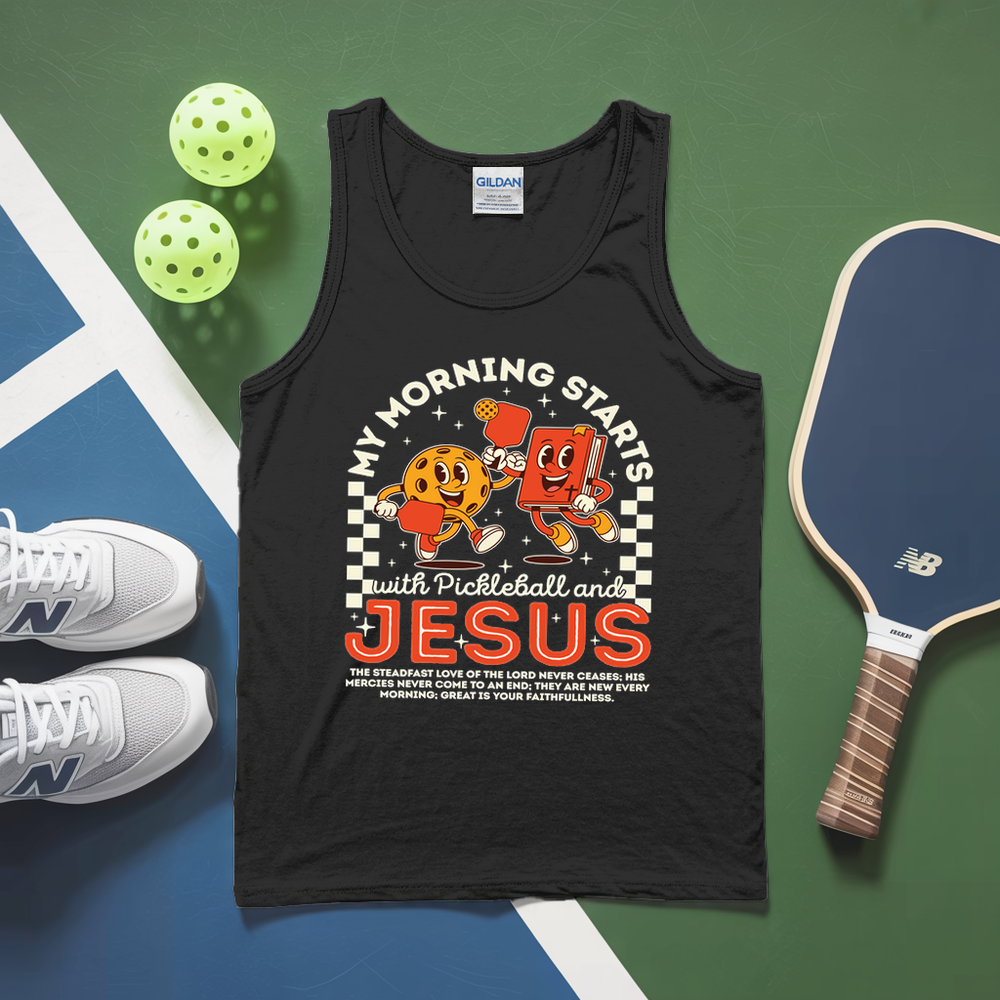 My Morning Starts with Pickleball and Jesus Graphic Tank Top - Picklechillz