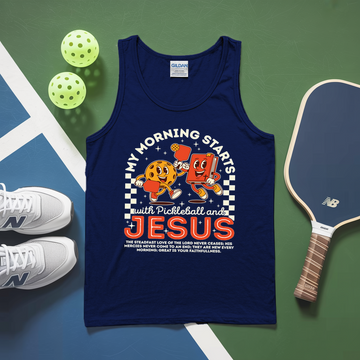 My Morning Starts with Pickleball and Jesus Graphic Tank Top - Picklechillz