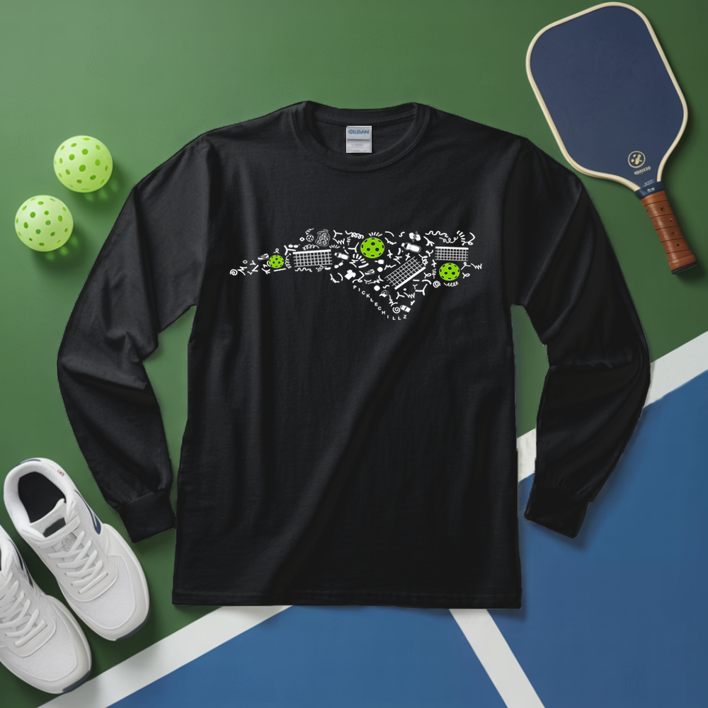 North Carolina Pickleball Map Long Sleeve - Picklechillz