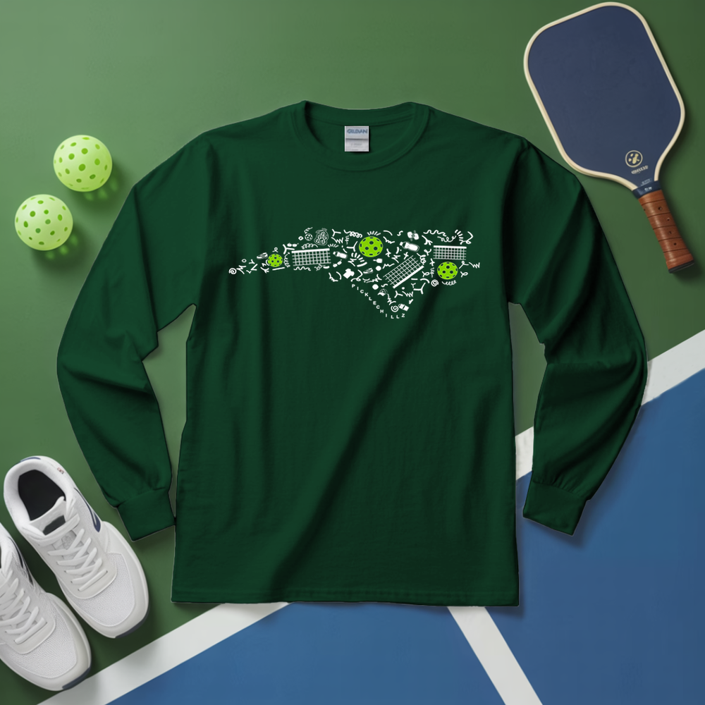 North Carolina Pickleball Map Long Sleeve - Picklechillz