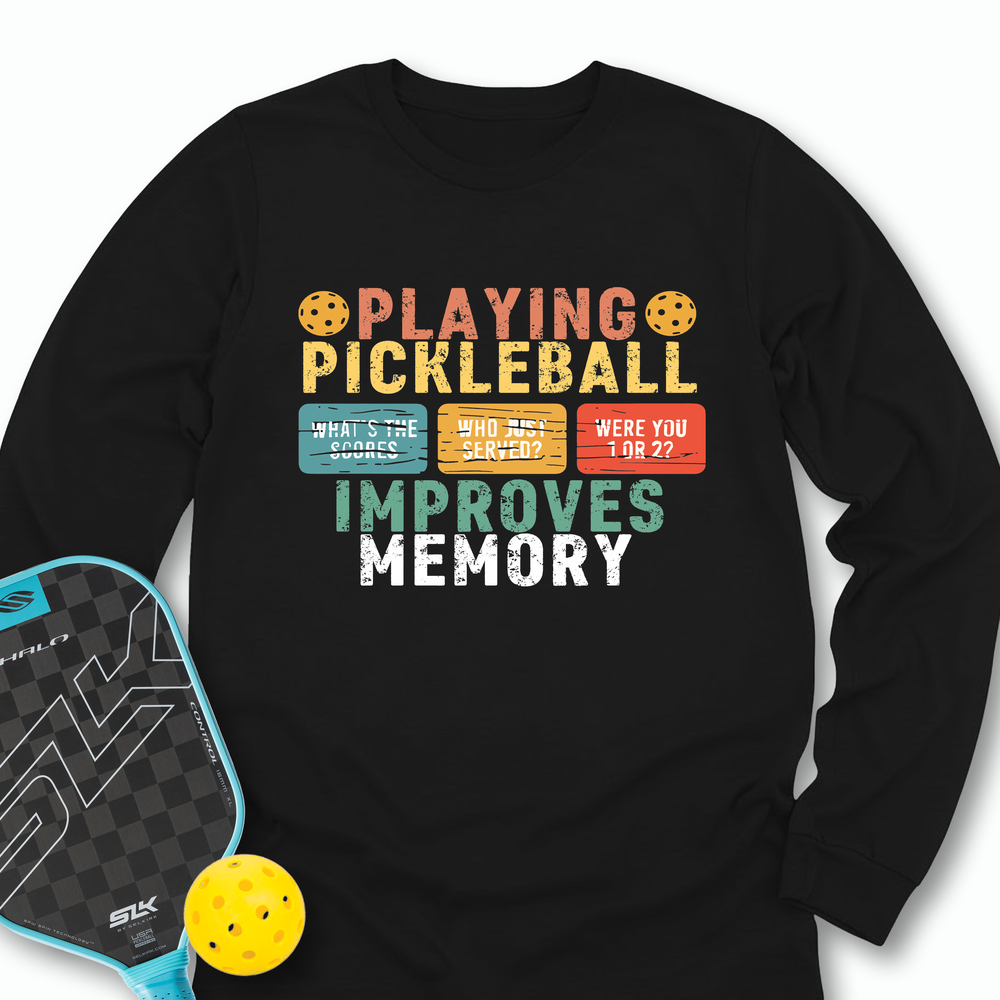 Playing Pickleball Improves Memory Retro Long Sleeve - Picklechillz