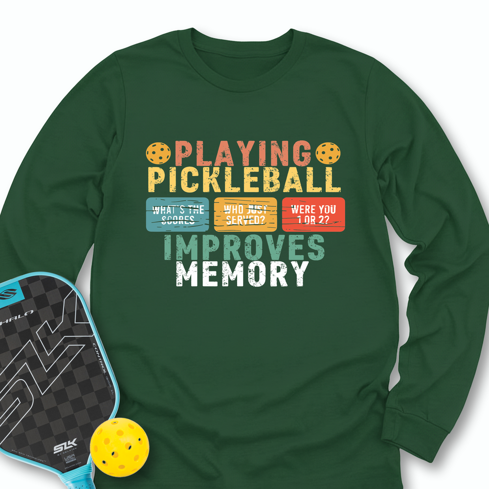 Playing Pickleball Improves Memory Retro Long Sleeve - Picklechillz