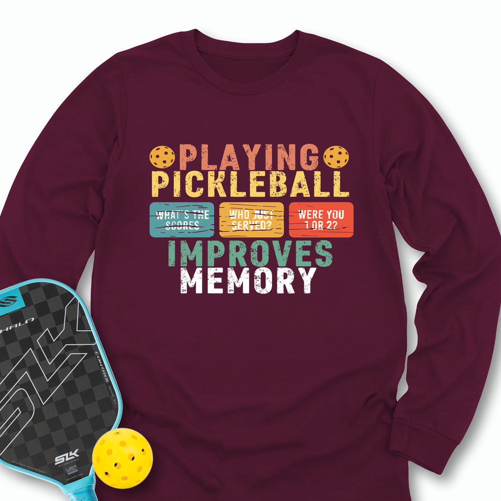 Playing Pickleball Improves Memory Retro Long Sleeve - Picklechillz