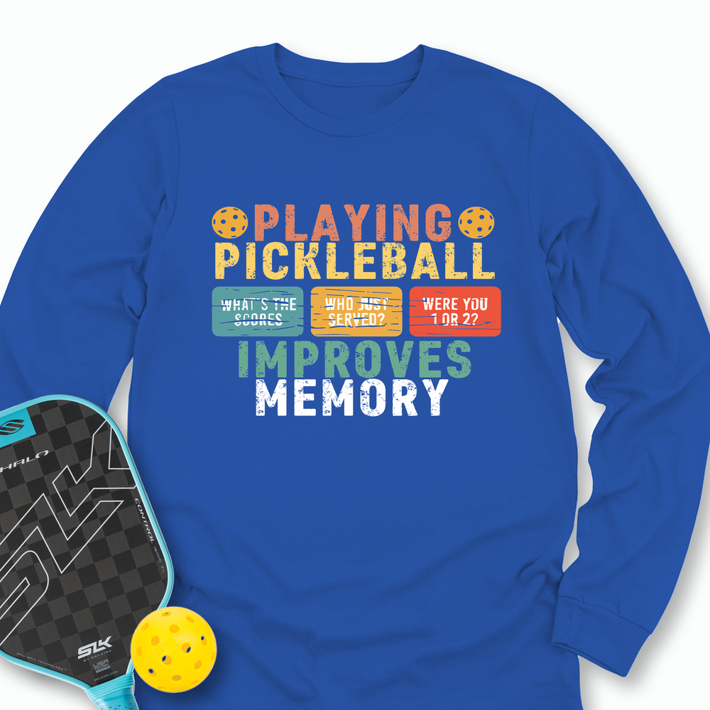 Playing Pickleball Improves Memory Retro Long Sleeve - Picklechillz