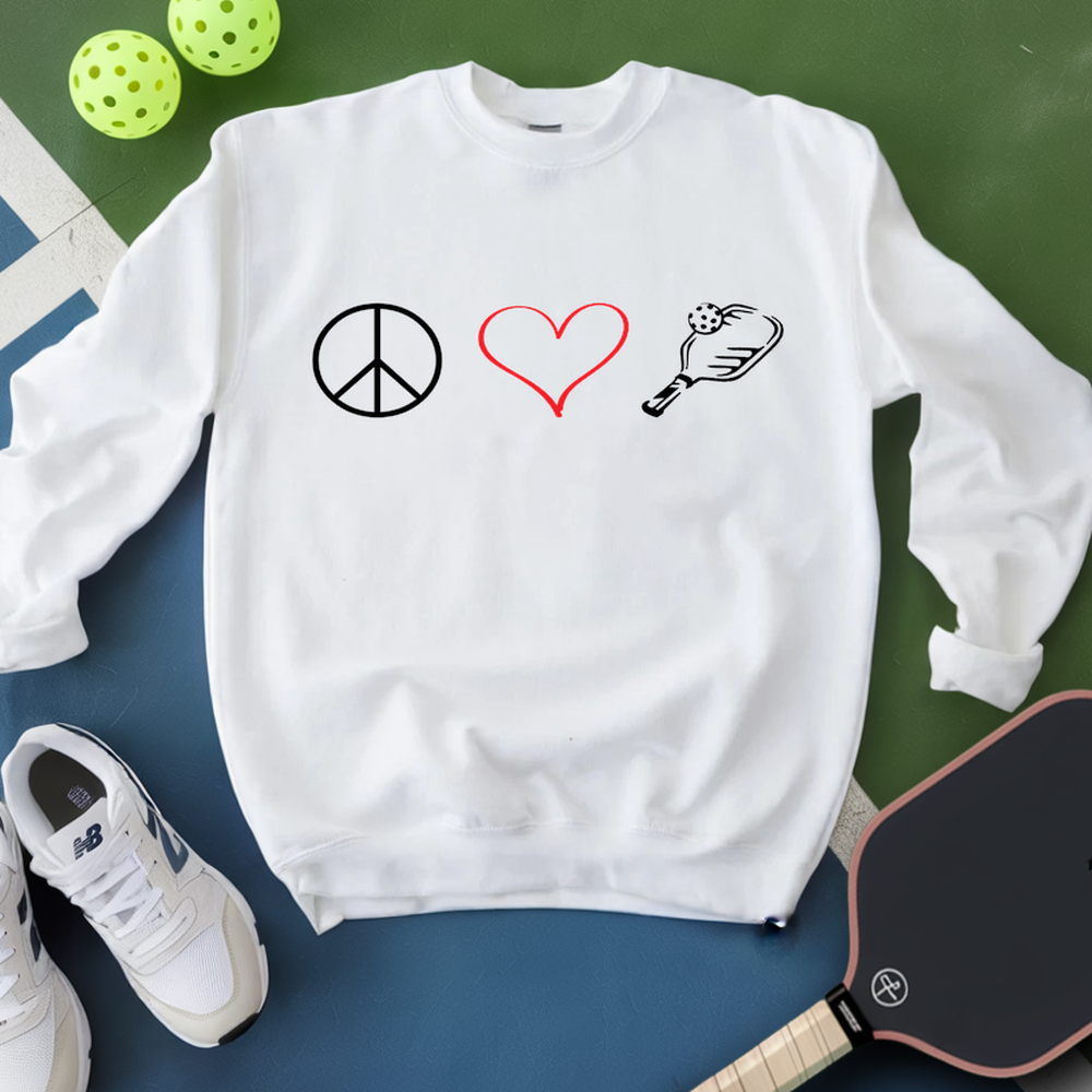 Peace Love Pickleball Tattoo Sweatshirt - Picklechillz
