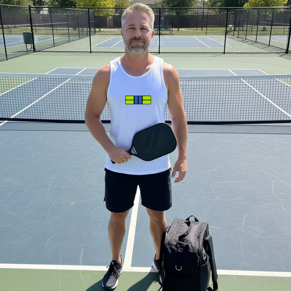 Pickle Court - Navy Snap Back Pickleball Tank Top - Picklechillz