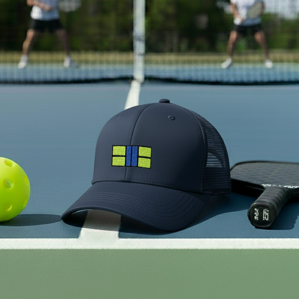 Pickle Court - Navy Snap Back Pickleball Embroidered Hat - Picklechillz