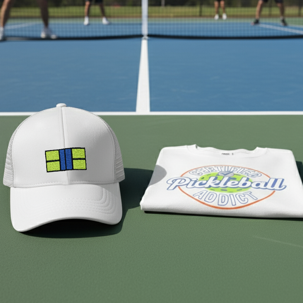 Pickle Court - Navy Snap Back Pickleball Embroidered Hat - Picklechillz