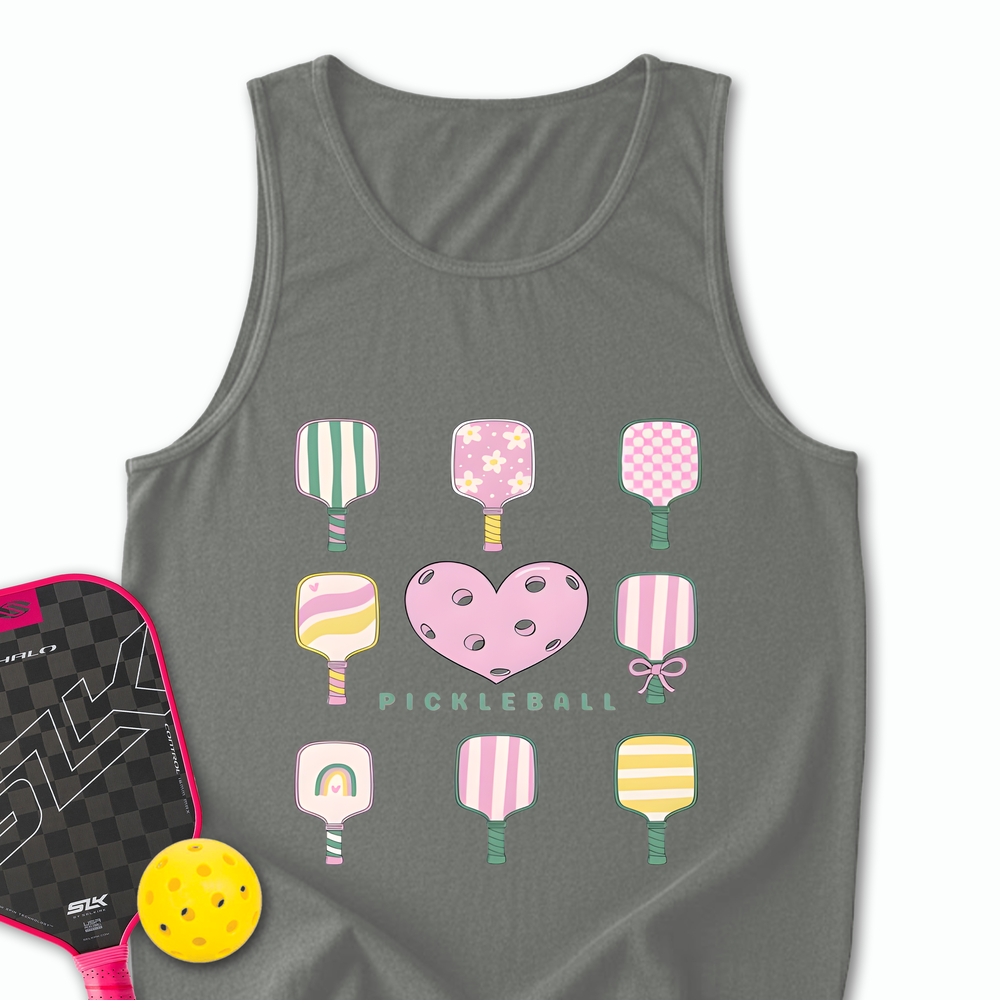 Cute Pickleball Paddle Heart Tank Top - Picklechillz
