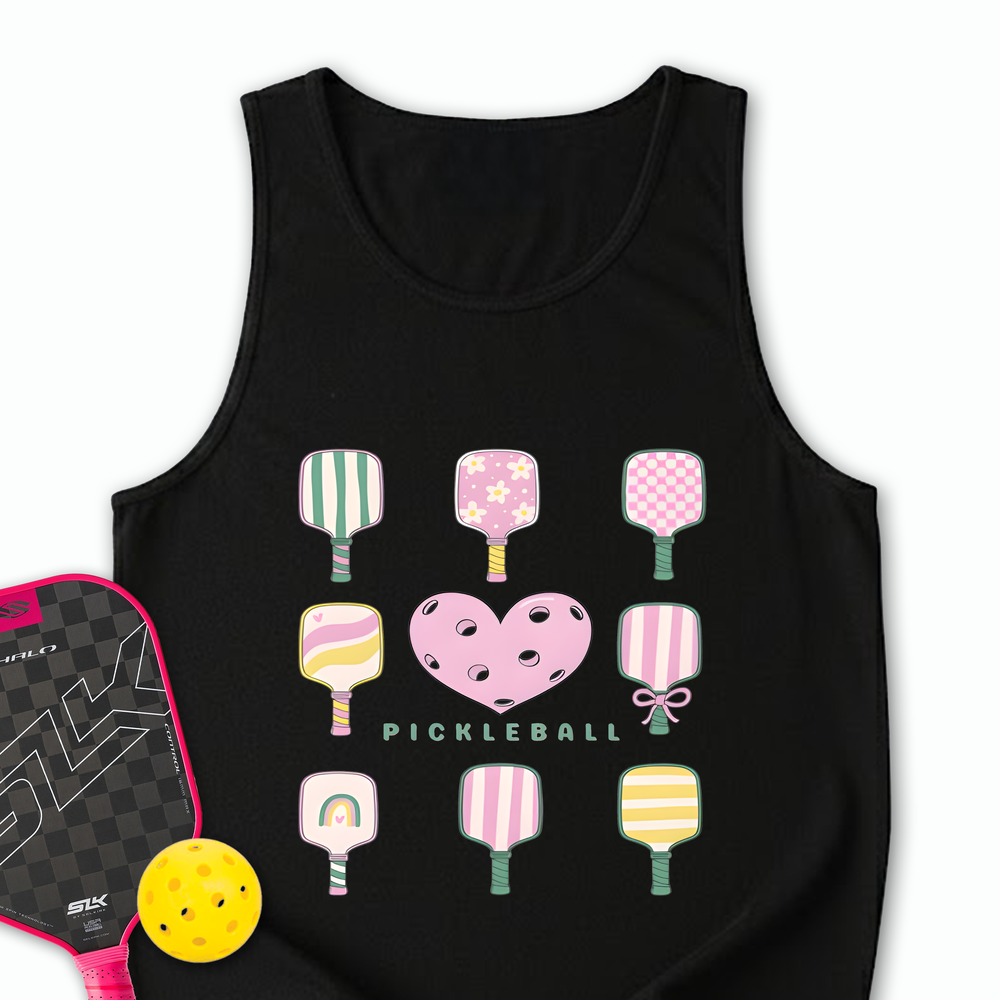 Cute Pickleball Paddle Heart Tank Top - Picklechillz