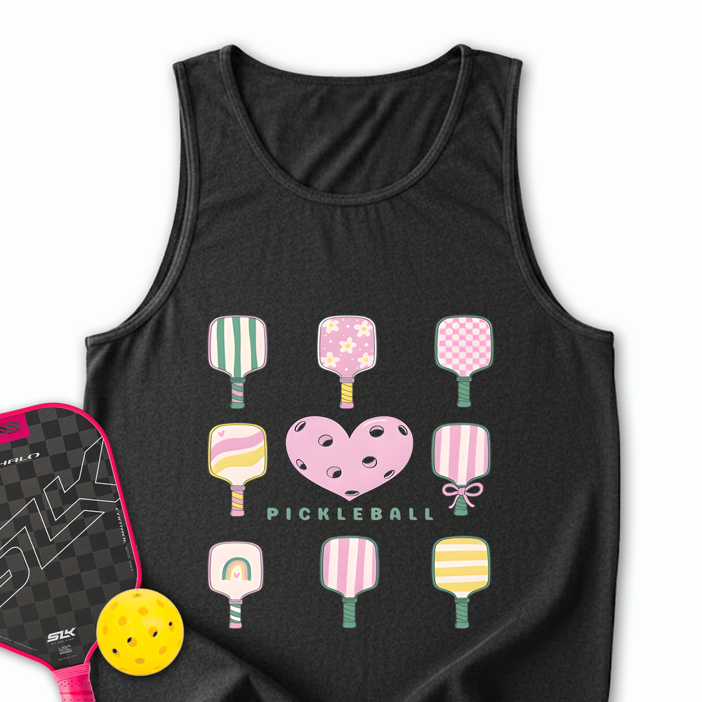 Cute Pickleball Paddle Heart Tank Top - Picklechillz