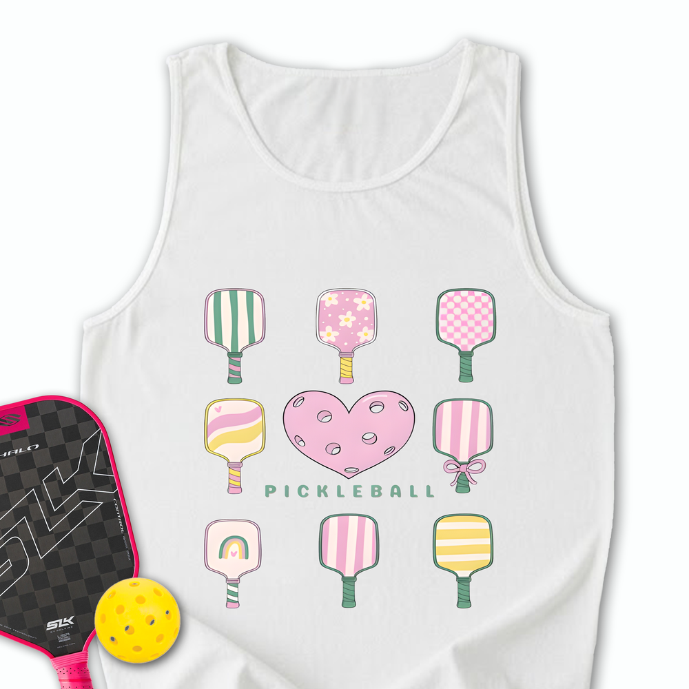 Cute Pickleball Paddle Heart Tank Top - Picklechillz