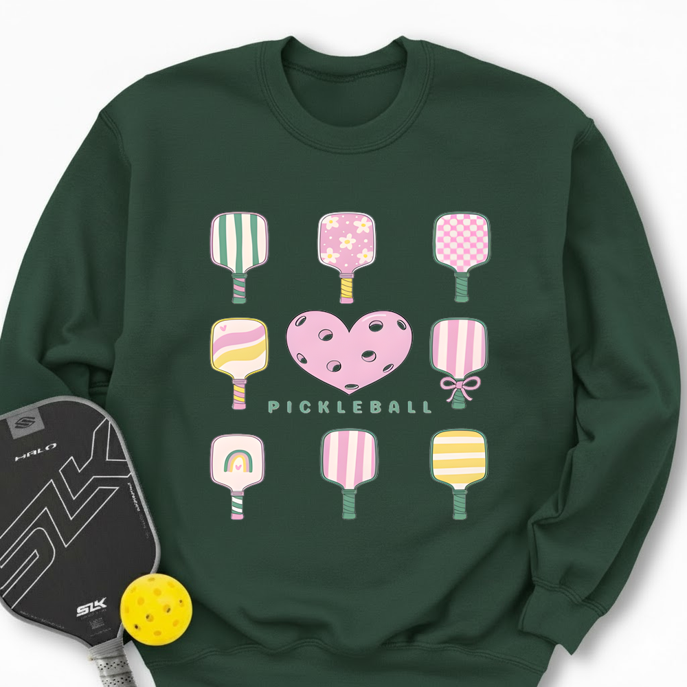 Cute Pickleball Paddle Heart Sweatshirt - Picklechillz
