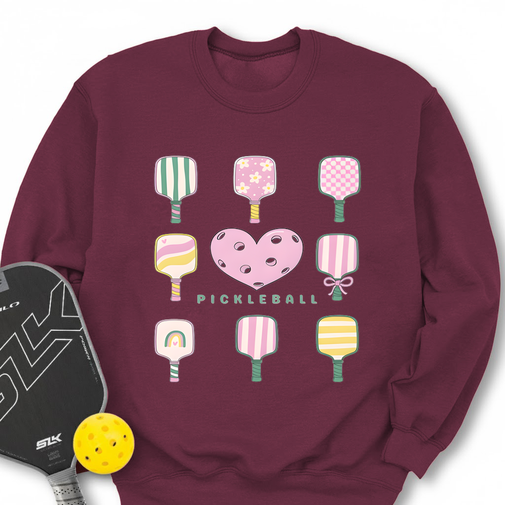Cute Pickleball Paddle Heart Sweatshirt - Picklechillz