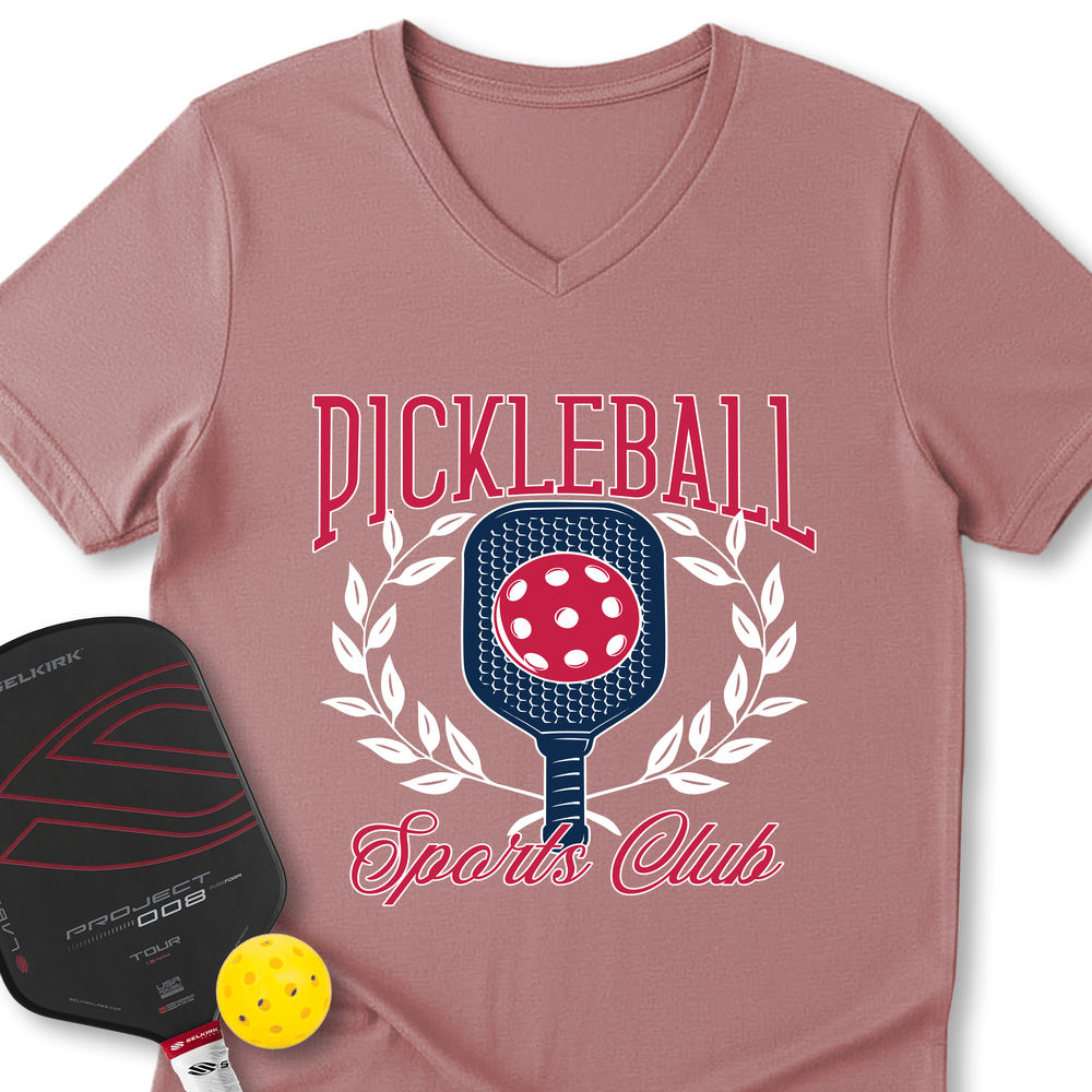 Pickleball Sports Club Graphic V-Neck T-Shirt - Picklechillz
