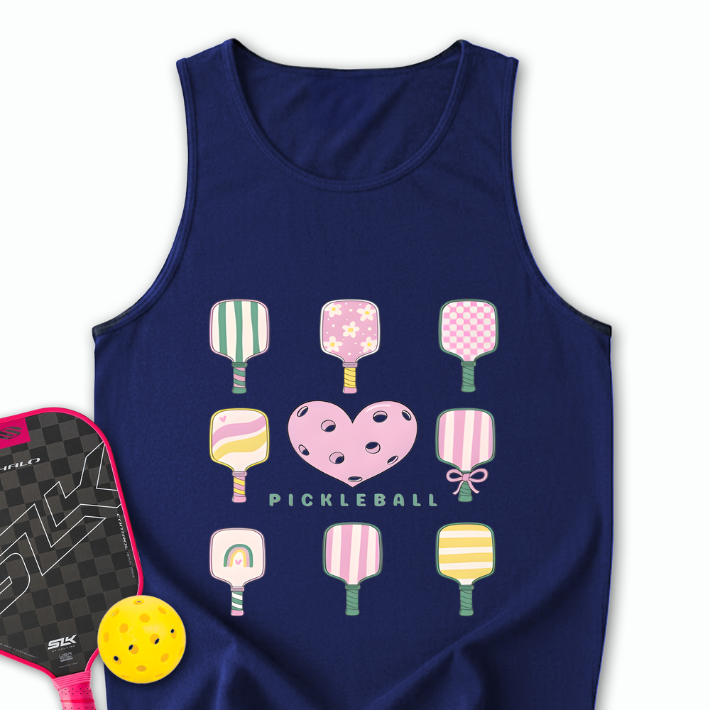 Cute Pickleball Paddle Heart Tank Top - Picklechillz